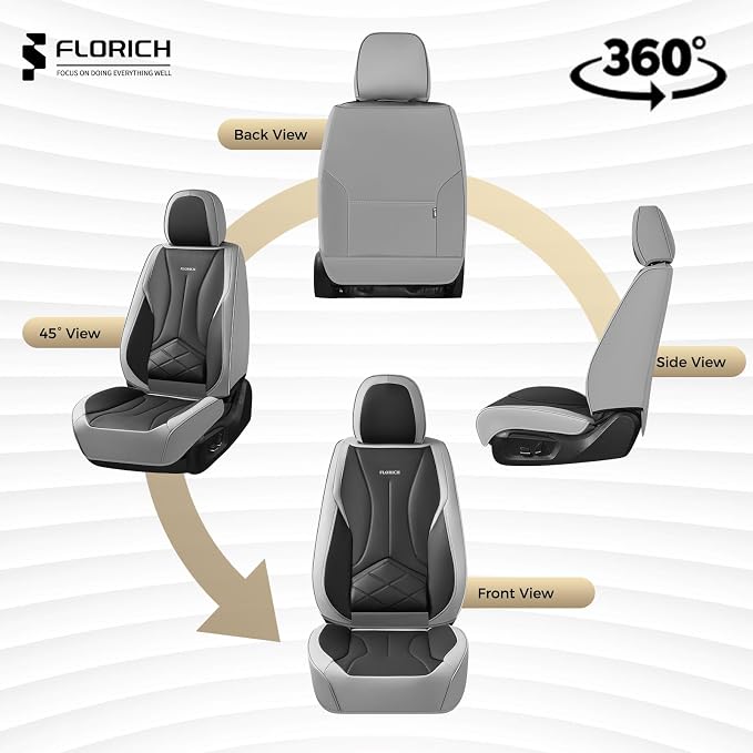 FLORICH Front Car Seat Covers, Leather Seat Covers for Cars, Waterproof Car Seat Protectors 2 Pack, Front Seat Covers for Cars, Automotive Seat Covers Protector Fit for Most Sedans SUV Pick-up Truck