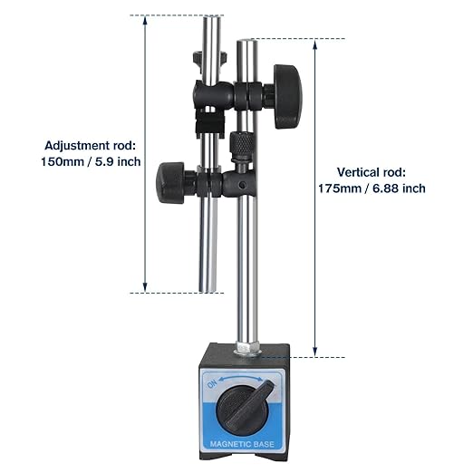 0-1.0" Dial Indicator with Magnetic Base， Adjustable Long Arm Magnetic Dial Indicator Professional Dial Gauge 0.001"