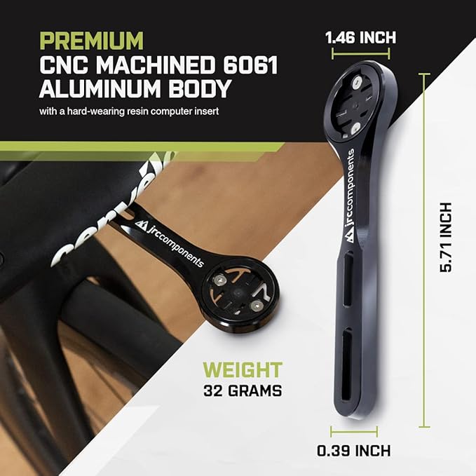 JRC Components Amplitude Underbar Computer Mount for Road & Gravel Bikes | Compatible with Garmin Edge Computers | Lightweight Aero Handlebar Mount for Bicycles (Gunmetal)