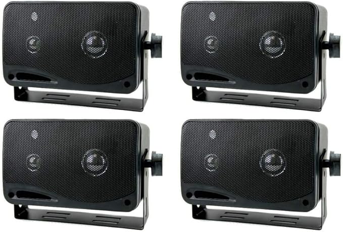 Pyramid 4 New 2022SX 3.25" 200w 3-Way Car Audio Mini Box Speakers System Inside