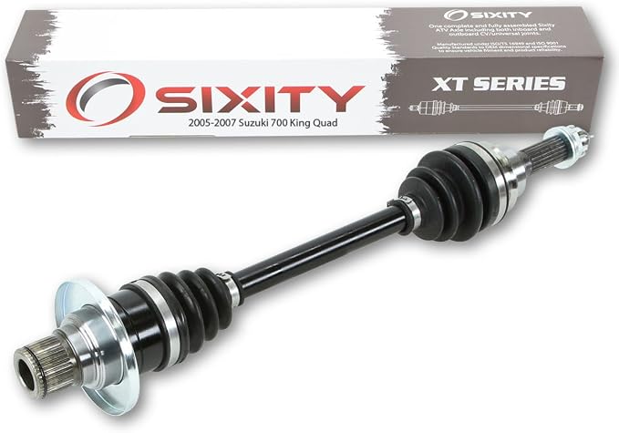 Sixity XT Rear Right CV Axle for Suzuki KingQuad 700 2005-2007 - LT-A700X | 4X4. Complete axle assembly with a 5140 chrome steel shaft, inboard and outboard CV joints, fully assembled