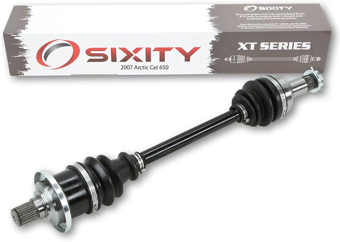 Sixity XT Rear Left CV Axle for Arctic Cat 650 2007 - H1 TRV 4X4 | Complete axle assembly with a 5140 chrome steel shaft, inboard and outboard CV joints, fully assembled