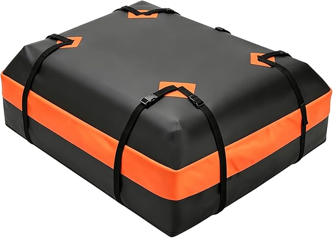 DUMOS Car Rooftop Cargo Carrier 15 Cubic Feet, Car Roof Waterproof PVC Bag | with Anti-Slip Mat, Combination Luggage Lock, Reinforced Straps & Door Hooks, Fit Vehicles with/without Roof Racks