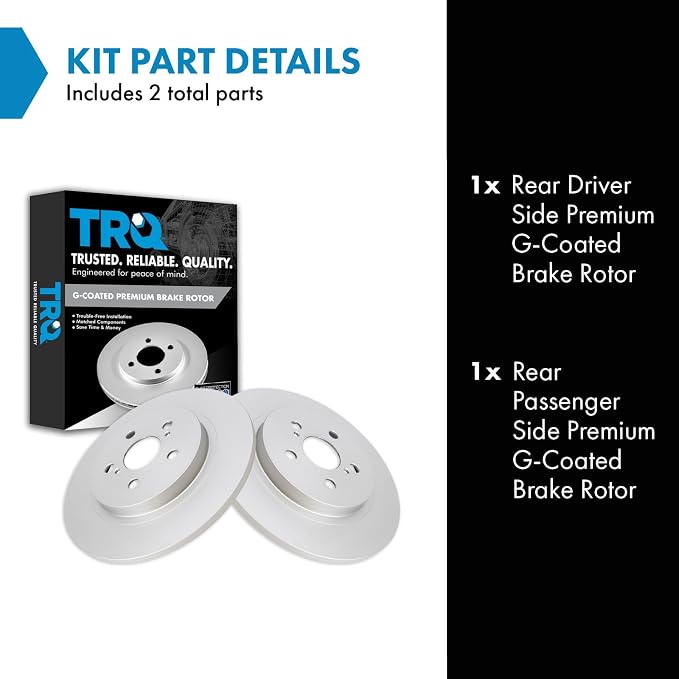 TRQ Rear Brake Rotor Set G Coated Solid Compatible with 2011-2017 Lexus CT200h