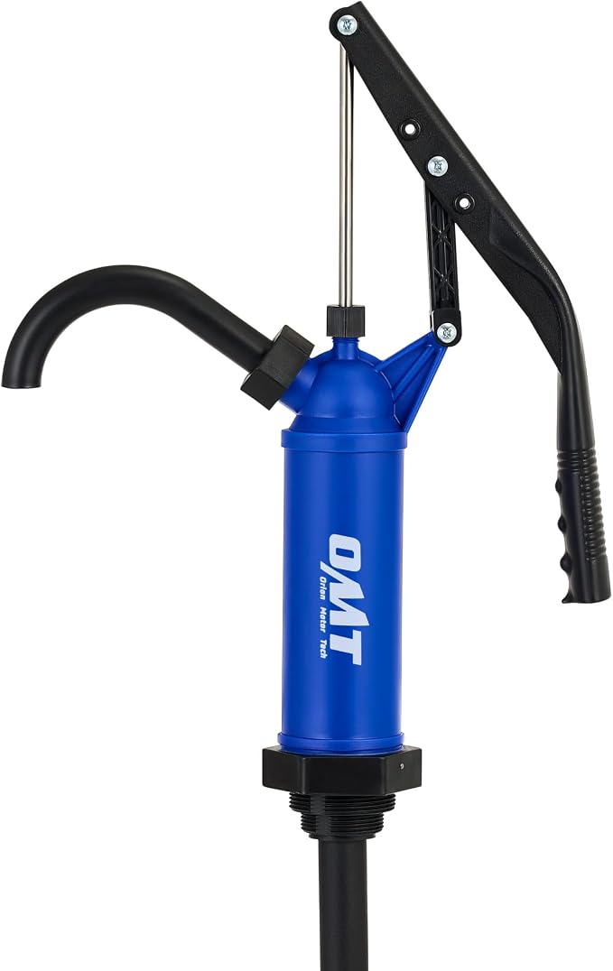 Orion Motor Tech 55 Gallon Drum Pump, for Transfer of Chemicals, Acidic Solutions, Fuels, Water Based Fluids, Fits 5 to 55 Gallon Drums & Barrels, Lever Action Barrel Pump, with 3 Suction Tube