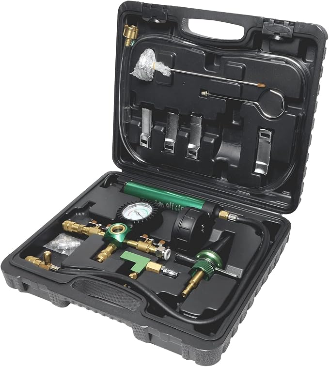 Radiator Pressure Tester Kit, Universal Coolant Pressure Tester Automotive Cooling System Pressure Tester Vacuum Type Coolant Radiator Refill Tool Kit