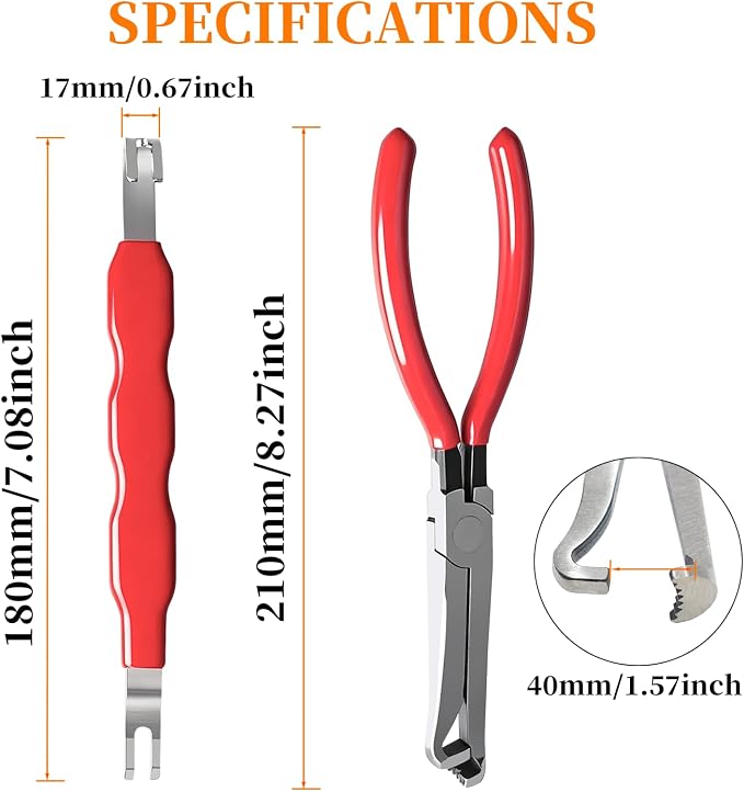 2Pcs Electrical Disconnect Pliers Set, Automotive Electrical Connector Removal Tool for Locking Push Tab Plugs, Straight and Angled Pliers for Tight Spaces, Electrical Connector Separator Tool