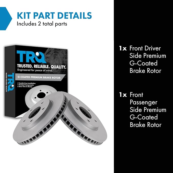 TRQ Front Brake Rotor Set G Coated Vented Compatible with 2011-2024 Nissan LEAF 2013-2021 Nissan NV200