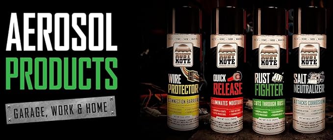 6 Pack-RustKote Quick Release Aerosol 12oz, Penetrating Oil. Corrosion Inhibitor. Loosens Rusted and Stuck mechanisms, loosens Rust/Metal Corrosion and Helps Release Stuck, Frozen, Rusted Metal Parts