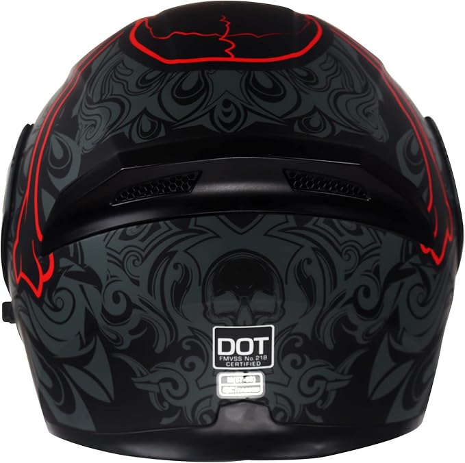 KYPARA Motorcycle Dual Visor Flip up Modular Full Face Helmet with DOT Certification of Impressionism