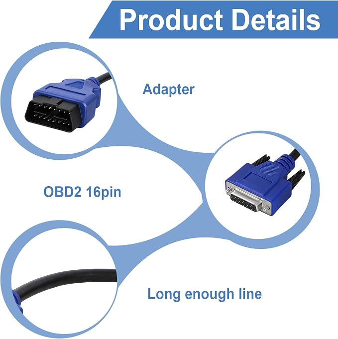 493113 16-Pin OBD2 Diagnostic Cable Adapter, Compatible with Nexiq USB Link 2 and 3 for J1962 Vehicles, Compatible with Ford, GM, Dodge, Volvo, Mack, Isuzu, Hino