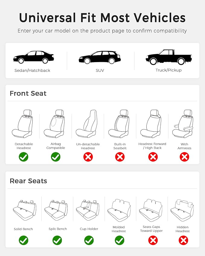 Huidasource Brown Seat Covers, Nappa Leather Car Seat Covers with Lumbar Support, Ventilation Holes, Velcro Adjustable, Airbag, Full-Coverage Seat Covers, Universal Fit for Most Cars SUV Trucks, Brown