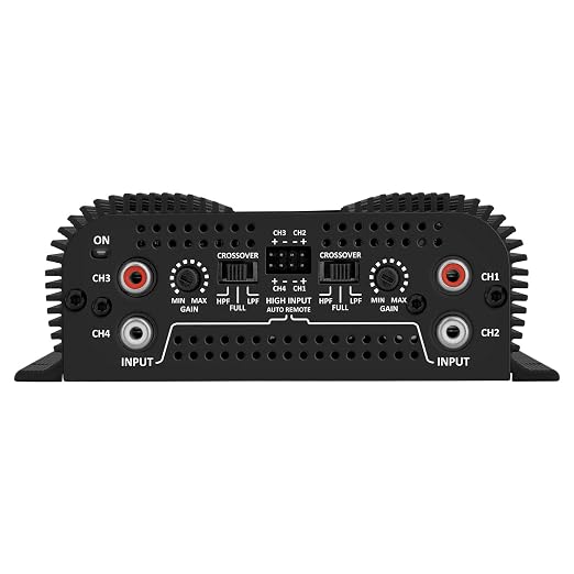 Taramps TS 800x4 2 Ohms Black Multichannel Stereo Amplifier 800 Watts Rms, 4 Channels, Full Range, Car Audio Digital 2 Bridged Channel, Crossover High/Low Pass, with RCA and Automatic High Level Input