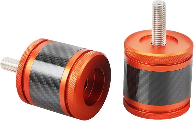 Crash Bar Sliders End Caps CNC Carbon Fiber Inlay Decorative Sliders Fits for 1.25" Front Engine Guard Rear Saddlebag Guard CNC 60mm (Orange)