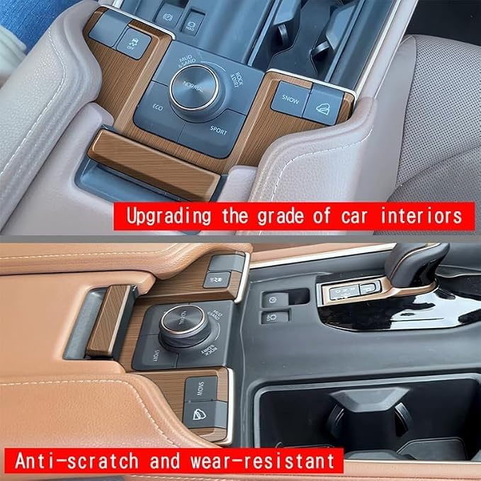 2Pcs Armrest Box Top Button Glitter Interior Modifications Compatible with Toyota Grand Highlander 2024 2025 2026 Fit for 2024-2026 Grand Highlander ABS Accessories(Wood Grain)