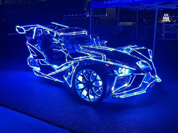 6PCS 5FT 1.14Meters 60" Triple Row RGB Dream Color Chasing LED Light Strips, Waterproof Underglow Kit with App & Remote Control, Compatible with Polaris Slingshot, Ryker, Trucks & SUV
