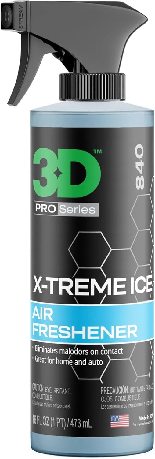 3D X-Treme Ice Air Freshener – 16oz Water-Based Spray – Long-Lasting, Non-Toxic Odor Eliminator – Safe for Pets & People – Crisp, Invigorating Scent for Cars & More