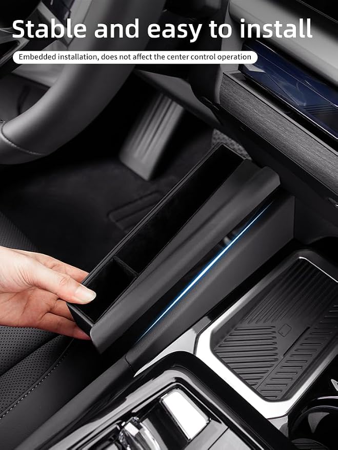 Center Console Organizer for BMW 5 Series G60 2024 2025 2026, Leather Central Control Side Storage Box Compatible with BMW 5 Series Accessories, Car Accessories Interior (2PCS Black)