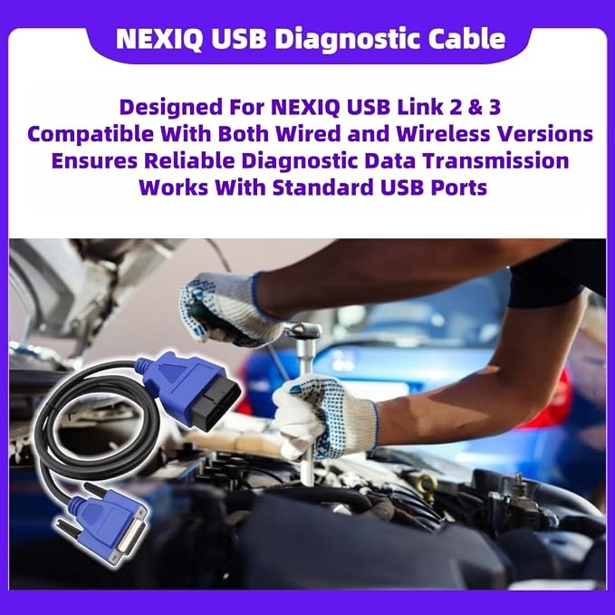 OBD2 16-Pin Cable Adapter for NEXIQ USB Link 2 & 3 J1962 Diagnostic Tool Compatible with Dodge, Ford, GM, Hino, Isuzu, Mack, Volvo Trucks,Replacement 493113