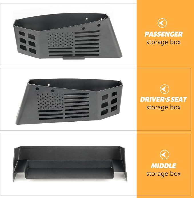 MAIKER Upgrade JK Metal Gear Shift Storage Box Center Console Hanging Box Gear Tray Compatible with 2011-2018 Jeep Wrangler JK JKU, US Flag