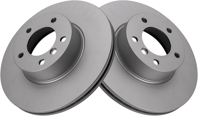 TRQ Front Brake Rotor Set Coated Compatible with 07-16 BMW 328i 09-18 328i xDrive 13-18 320i 13-18 320i xDrive 13-16 X1 without Blue Painted Calipers
