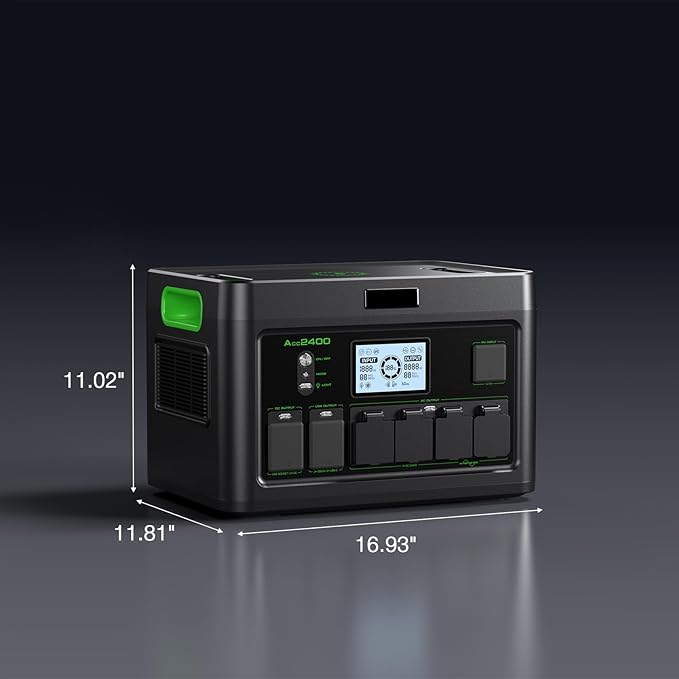 Solar Generator 2400W Portable Power Station, 1843Wh UPS Home Battery Backup, LiFePO4 Battery Supply with 12 Outlets(2400W AC Outlets,PD100W), 2Hrs Quick Charge, Home Emergency, RV Trip, Acc2400