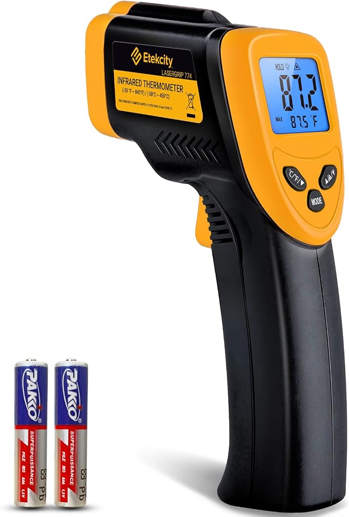 Etekcity Infrared Thermometer Temperature Gun 774 & Food Scale, Digital Kitchen Scale, 304 Stainless Steel, Weight in Grams and Ounces for Baking, Cooking, and Meal Prep, LCD Display, Medium