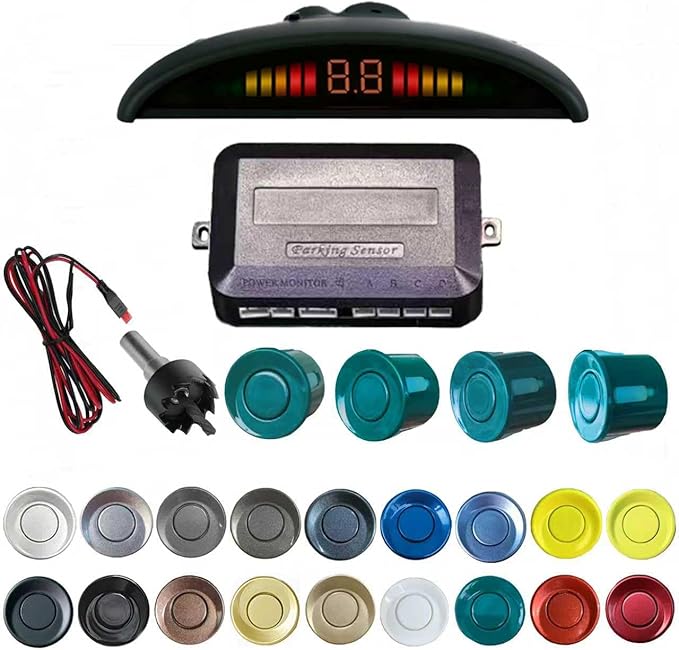 Parking Sensor Kit Backup Sensor Kit Reverse Sensor for Car 18 Color Options for Probes Adjustable Alarm Volume Professional Sensore de Reversa para Carro Safe Driving Assistant（Green）