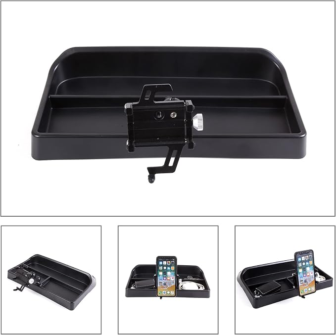PIUGILH Fit for H3 Phone Holder Multi-Functional Phone Mount Center Console Dash Tray Dashboard Storage Box Organizer for Hummer H3 2005-2009,ABS Black