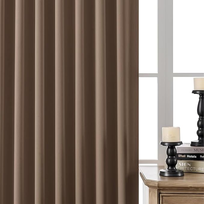 Joydeco Blackout Curtains 108 Inches Long, Thermal Insulated Black Out Curtains 2 Panels Set, Room Darkening Drapes for Living Room Window Rod Pocket Back Tab (W52 x L108 Inch, Khaki)