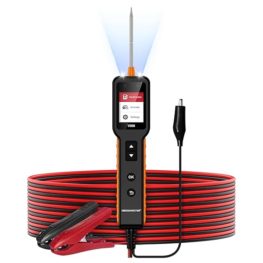 V200 Upgrade Automotive Circuit Tester, 12-24V Electrical Short Open Breaker Circuit Finder, Auto Power Circuit Probe Tester, Car Fuse Tester, 16.4Ft(5M) Cable