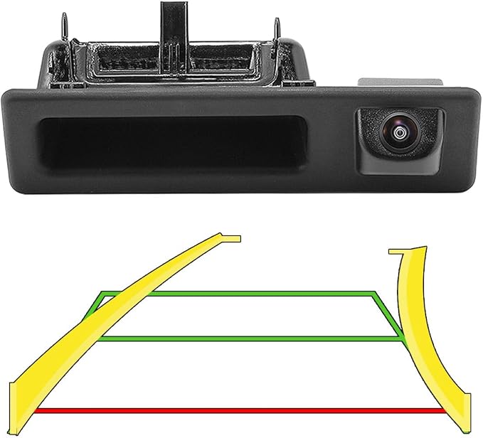 GreenYi AHD 1080P Dynamic Trajectory Trunk Handle Backup Camera, for BMW 3 5 Serise X1 X3 X4 X5 F10 F11 F25 F30 F31 E60 E61 E70 E71 E72 E82 E84 E88 E90 E91 E92 E93 2011-2015, Reverse Rear View Cam
