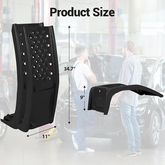 Garvee 8 in Lift Solid Steel Car Ramp 8000 LBS Capacity, 2000 LBS Per Ramps, Heavy Duty Truck Ramps for Car Repair or Vehicle Maintenance, 2 Pack Car Ramps, Black