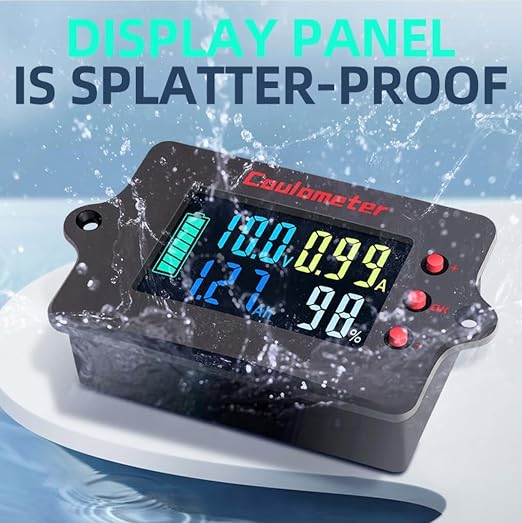 RQG Coulometer,Shunt Monitor,Battery Monitor with Shunt,High Precised DC 8-120V 400A LCD Digital Multimeter Battery Monitor Voltage Current Capacity Indicator,Easy to Read,with USB Power Cable+Shunt