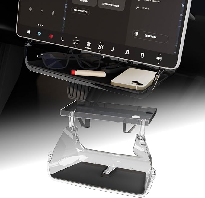 Model Y Juniper & Model Y L Under Screen Storage Organizer 2025-2026/Model 3 Highland 2024-2026, Center Console Organizer Tray Tissue Holder for Tesla Model Y Juniper Accessories, Black