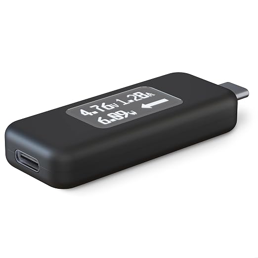Plugable USB C Power Meter Tester for Monitoring USB-C Connections - Digital Multimeter for USB Type C Cables, Laptops, Phones, Chargers - Driverless