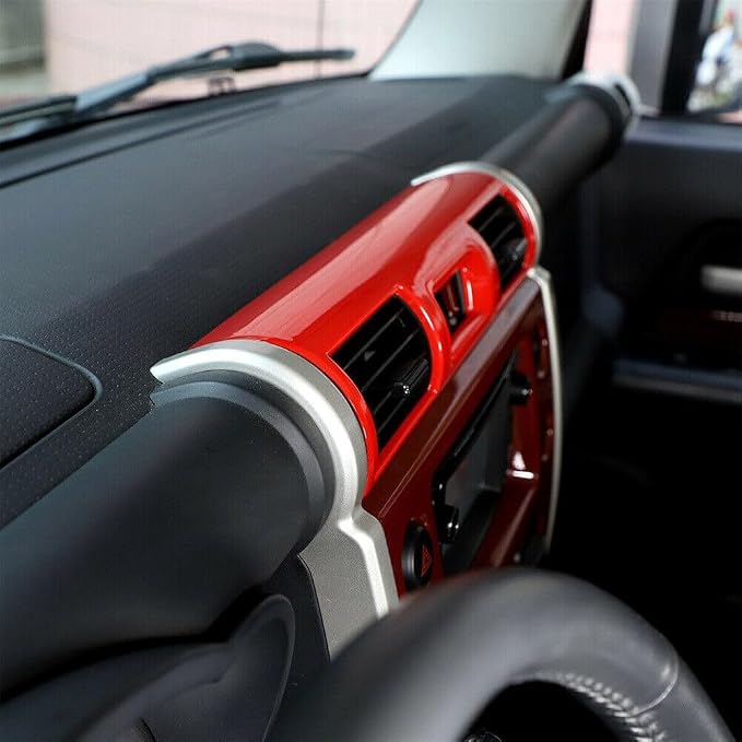 ABS Red Central Control Air Outlet Decorative Frame Cover Trim Fit forToyot-a FJ Cruiser 2007-2021 Car Dashboard Air Vent Molding Strip Cover