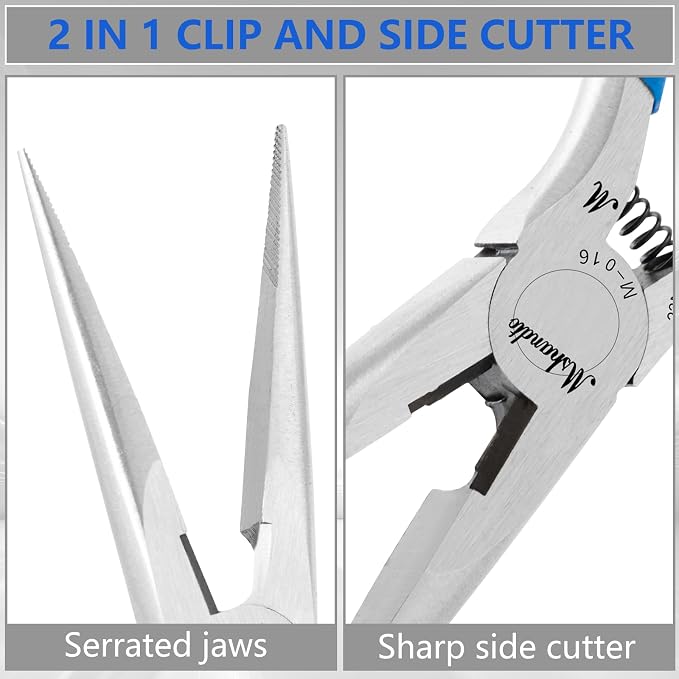 Needle Nose Pliers 6.5" Long Nose Pliers for Wire Bending, High Carbon Steel Needle Nose Plier, Serrated Jaw Pliers for Jewelry Making Electronics Repair Object Grasping Craft Making (1Pack)