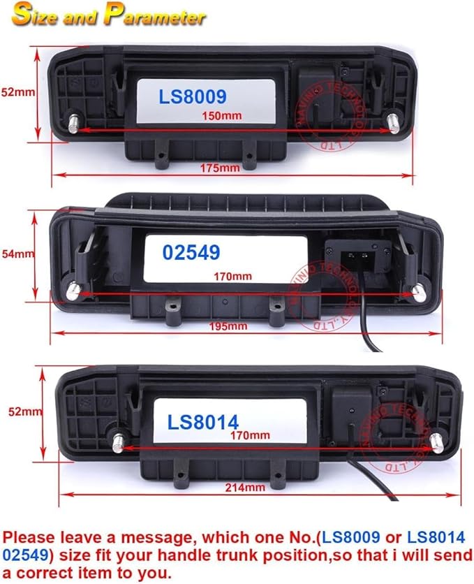 Trunk Handle Rear View Reverse Backup Camera Night Vision Parking Assistance Replacement for Mercedes-Benz C-Klasse C180 C200 C220 C250 C280 C300 C300D C300E C350 C400 RWD (Model 02549=195 * 54mm)