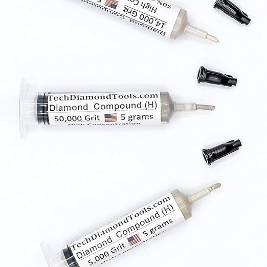 TechDiamondTools Kit of 3 Diamond Polishing Compound Polishing Paste USA Made 5000 14000 50000 Grit for Marble Glass Metal Rock Jewelry Resin Silver Gemstone with High Concentration of Diamond Powder