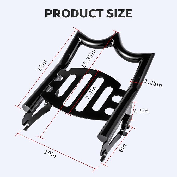 Crown Detachable Luggage Rack for Harley Touring 2009-2026 Street Road Electra Glide/Road King, Black （Classic）