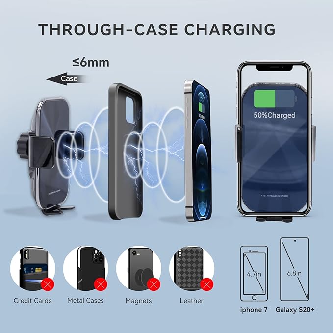 Car Phone Holder Fit for Audi A3 S3 RS3 8V 2020-2014,Phone Mount with 15W Fast Charging,Stand in Car Air Vent/Dashboard,Auto-Clamping Wireless Car Charger Custom for iPhone,Samsung,LG ect.