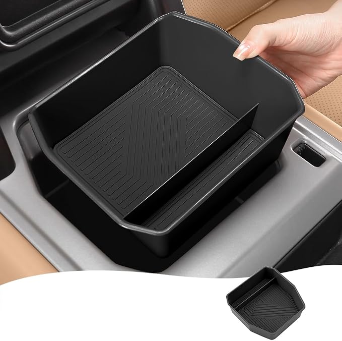 Armrest Storage Box for 2020-2025 2026 Land Rover Defender 90 110 130 Central Console Organizer Tray Bag Protective Pad Decorative Modification Accessories (No Refrigerator Version/Black)