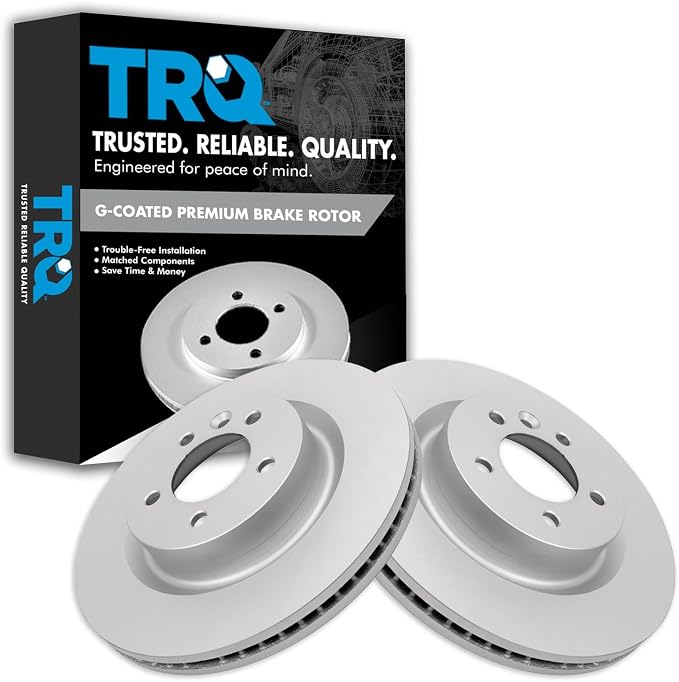 TRQ Front Brake Rotor Set G Coated Vented Compatible with 2005-2009 Land Rover LR3 2006-2009 Range Rover Sport
