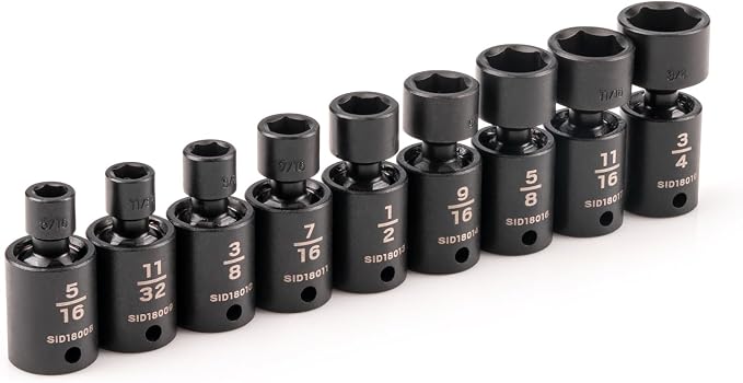 TEKTON 3/8 Inch Drive Universal Joint Impact Socket Set, 9-Piece | SID97000