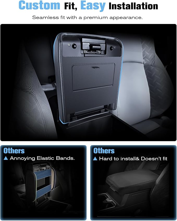 For 2024~2026 Toyota Tacoma (4th Gen Tacoma) 2-in-1 Silicone Center Console Armrest Cover& Armrest Hidden Privacy Tray - [OEM Design& Friendly Liquid Silicone Rubber] - Thin Black