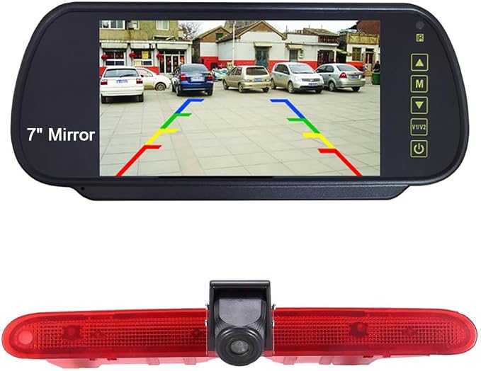 HD Brake Light Rear View Reversing Camera with Angle Adjustable Compatible with Toyota Proace/Citroen Berlingo B9/Opel Combo/Limousine/Peugeot Partner Tepee/Rifter (Camera+7'' Rearview Mirror)