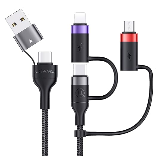 2Pack 10FT 4 in 1 USB Charge Cord + PD 60W USB C Multi Fast Charging Cable 6.6FT