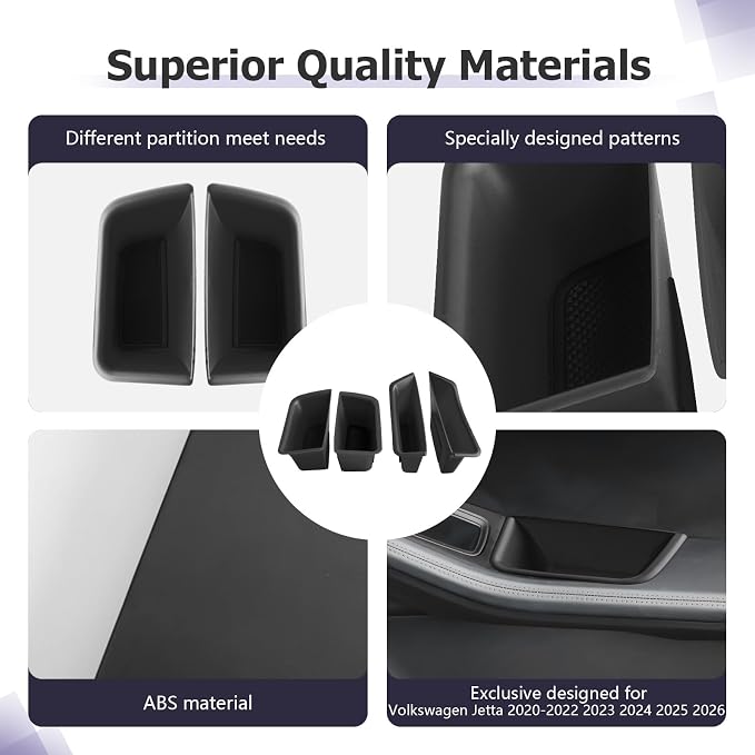 LUWU Door Tray Organizer Compatible with 2015-2025 Porsche Macan S/T/GTS Accessories Center Console Organizer Armrest Console Storage Box Insert Tray ABS Material Black 4PCS (Not for Macan EV)