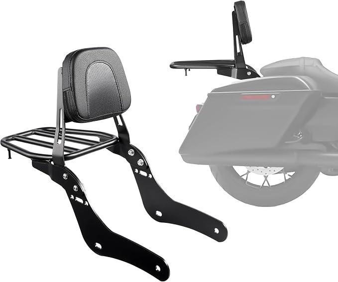 VEVOR Motorcycle Backrest Sissy Bar with Luggage Rack, Compatible with Honda Rebel CMX 1100 2021-2022, 18-Inch Height, Removable Passenger Backrest, Durable Metal Frame with Leather Pad, Black